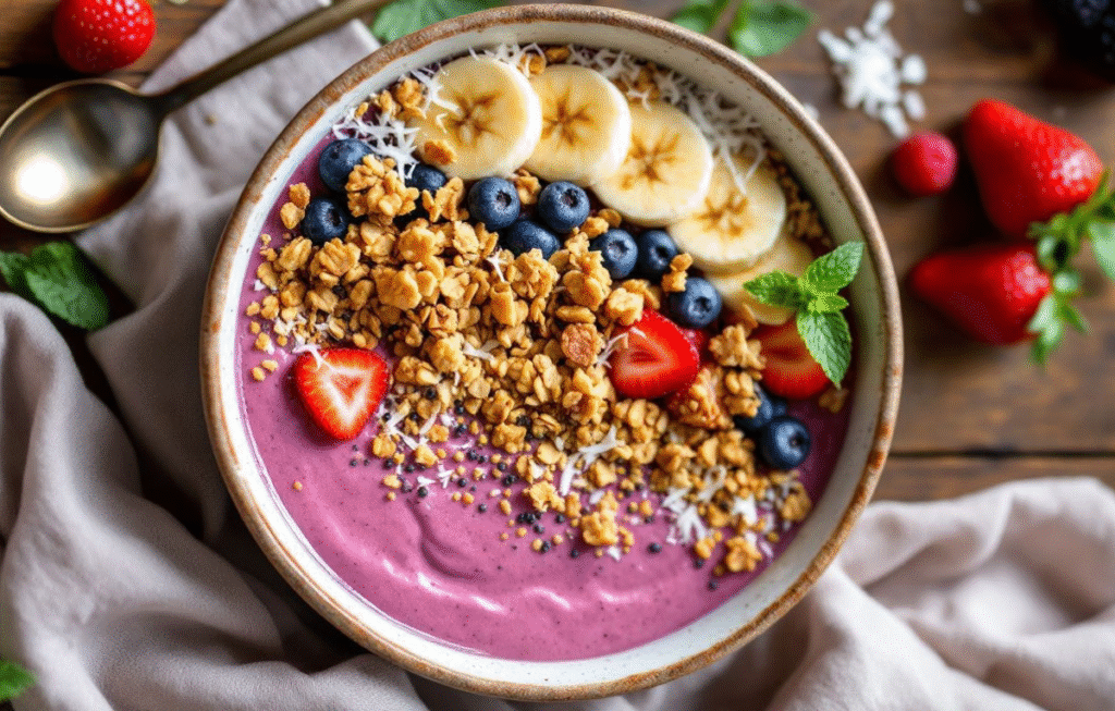High-Fiber Dragon Fruit and Pineapple Smoothie Bowl Recipe for a Healthy Breakfast