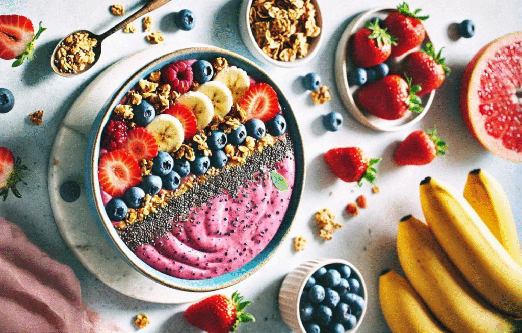 High-Fiber Dragon Fruit and Pineapple Smoothie Bowl Recipe for a Healthy Breakfast