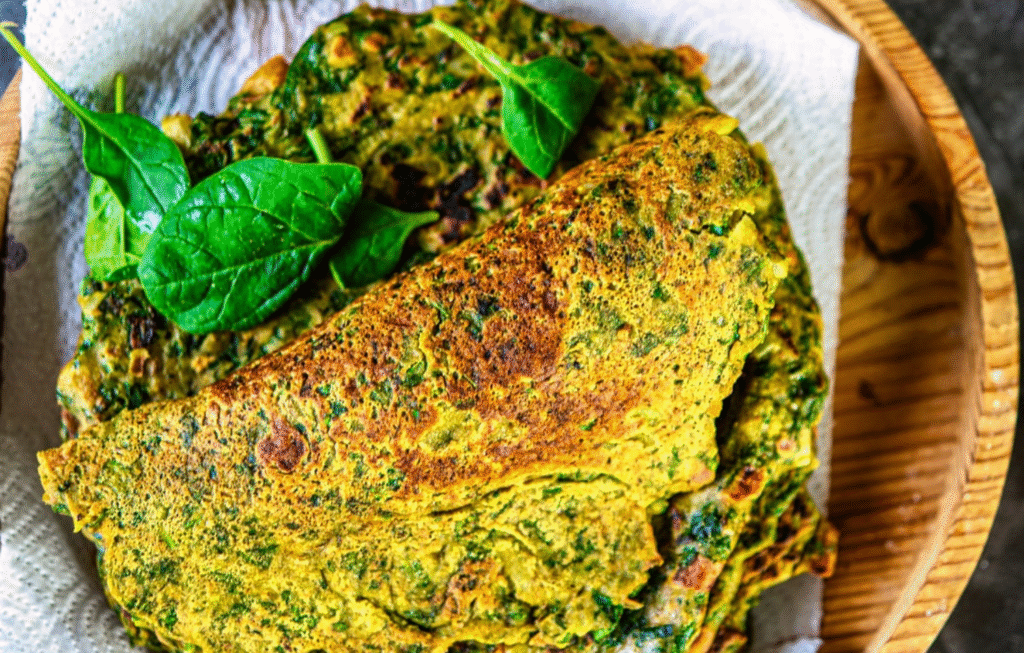 Gram flour and spinach chilla