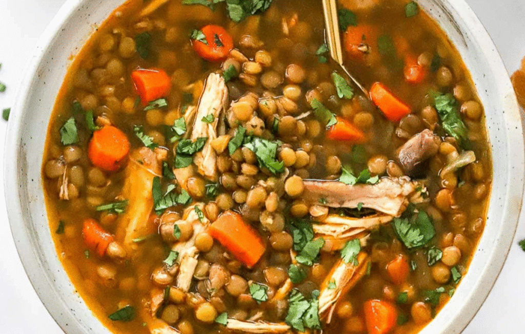 Vegetable soup—with chicken or lentils